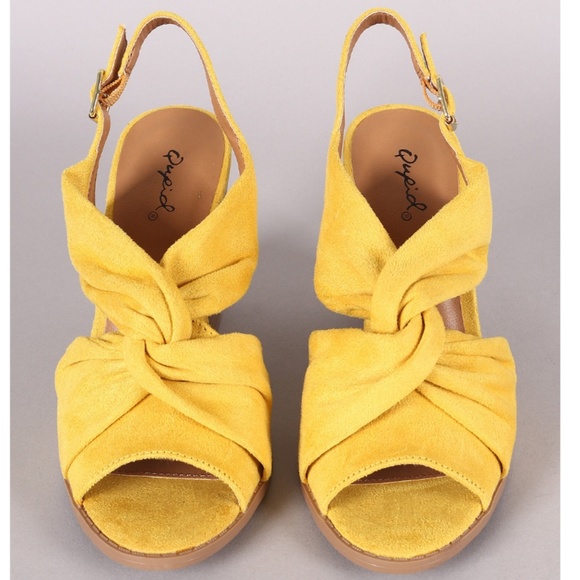 Yellow Top Knot Slingback Chunky Sandal - Picture 3 of 5
